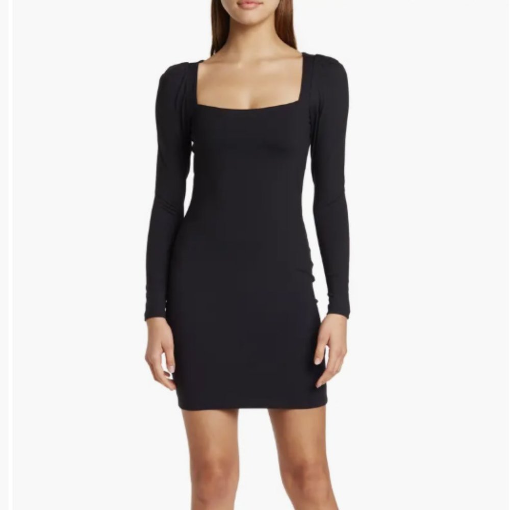 Susana Monaco Long Puff Sleeve Minidress, Black, Medium
